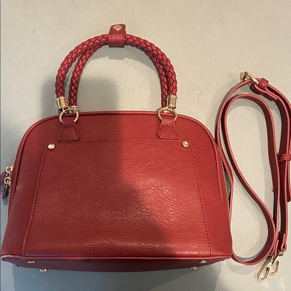 Madison West Oxblood Elegant Red Leather Handbag NWOT